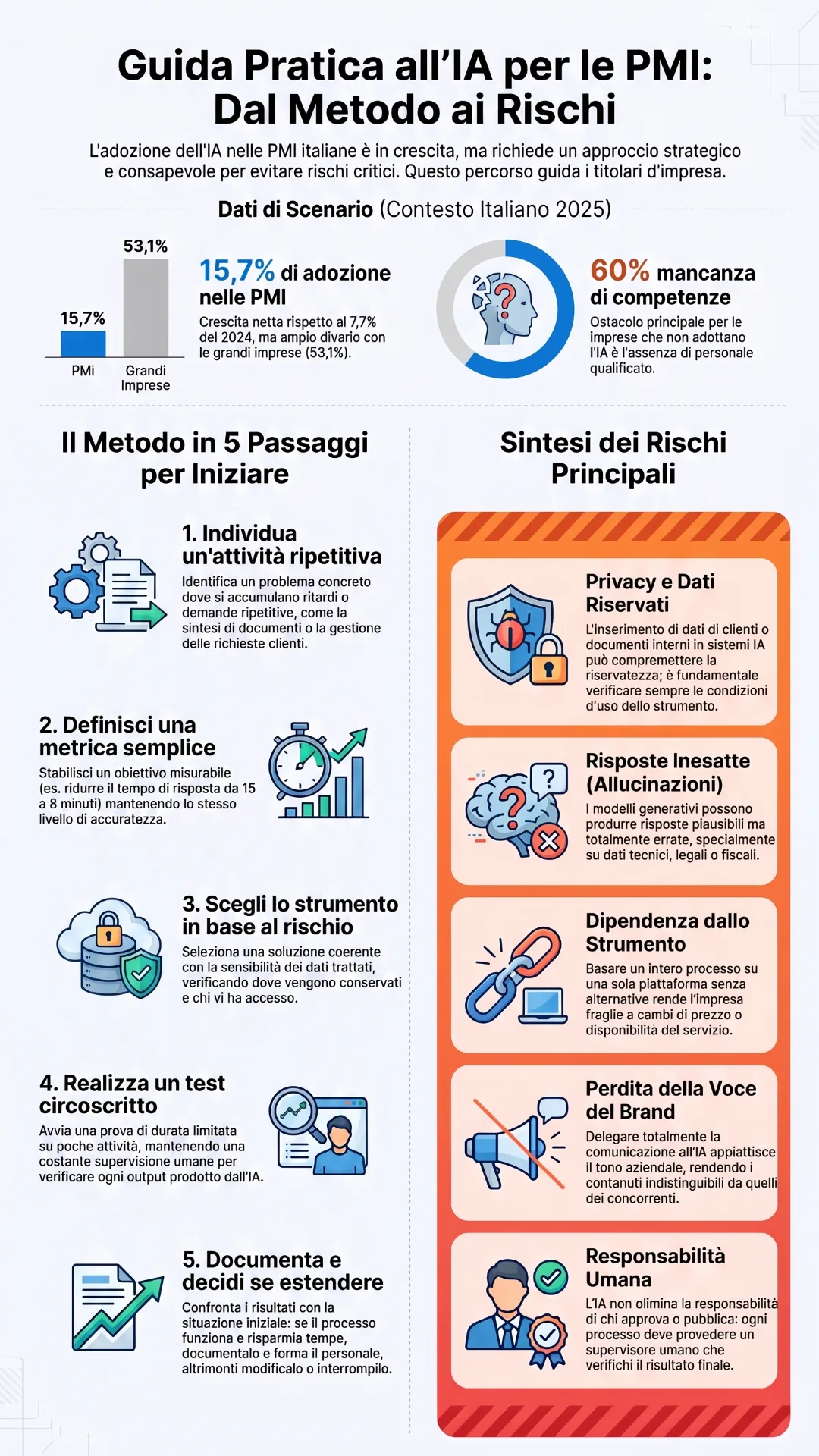Guida pratica in cinque passaggi per introdurre l'intelligenza artificiale in una PMI